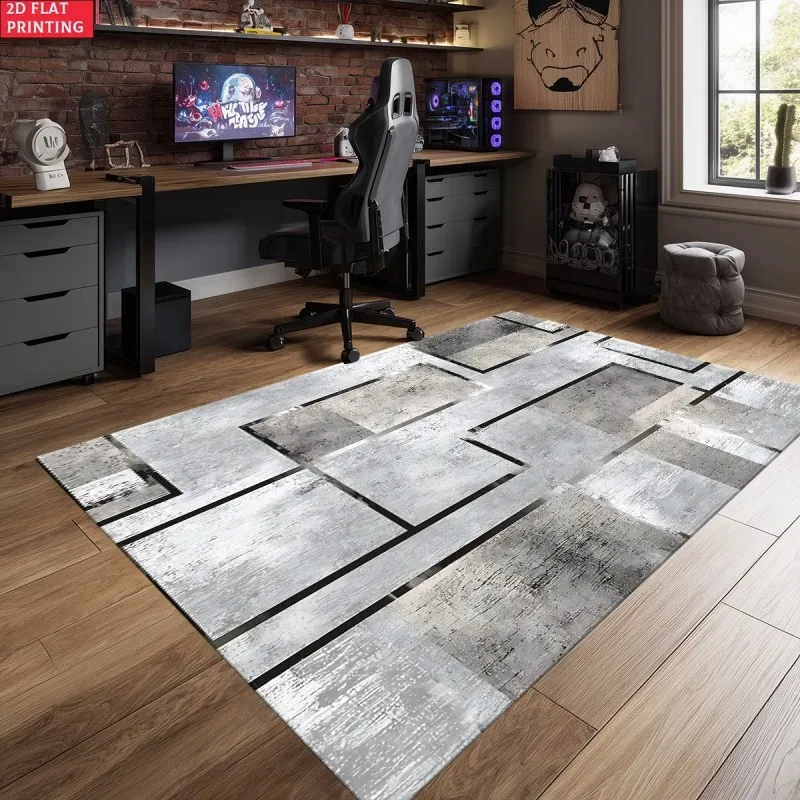 VIKAMA Geometric Pattern Carpet, Stain-Resistant And Washable Game Room Floor Mat, Living Room Home Decoration Carpet