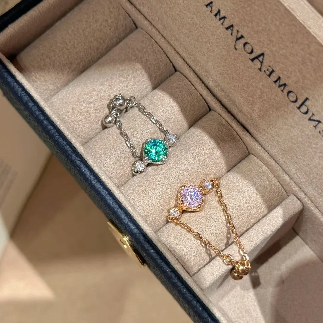 

925 Sterling Silver, Starry Nest Mint Ring with Telescopic Chain, Elegant Starry Sky Design Ladies' Ring