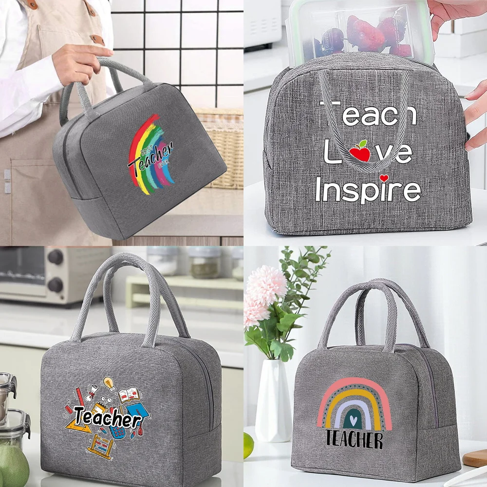 Thermal Food Picnic Lunch Box Insulated School Child Tote Lunch Bags for Work Teacher Pattern Cooler Bag for Women Handbags