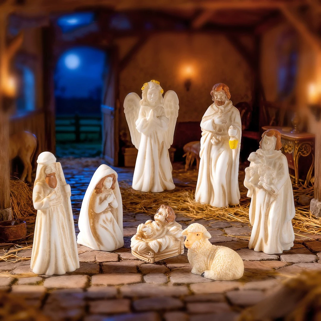 Shepherd Set, Dollhouse DIY Decoration Accessories, Desktop Micro Landscape Resin Miniatures, Craft Supplies for Home Decor