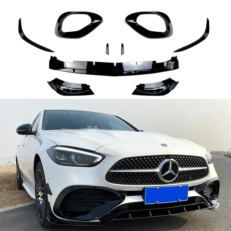 Image of Für Mercedes Benz C-Klasse W206 C200 C260 2022 2023 AMG Frontspoiler Stoßstangensplitter Luftauslass Außendekoration Zubehör