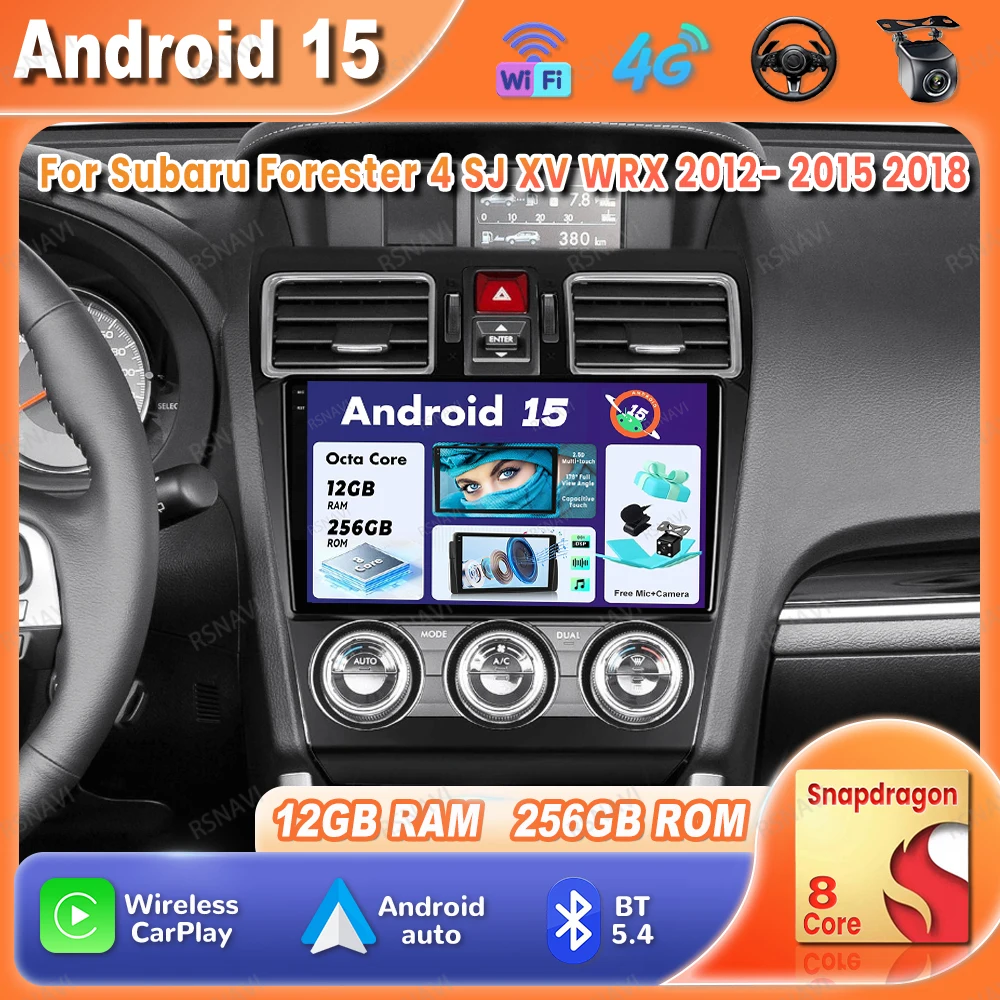 

Автомобильный радиоприемник Android 15 для Subaru Forester 4 SJ XV WRX 2012-2015 2018 QLED Viedo Player 4G LTE Стерео Мультимедийная навигация BT