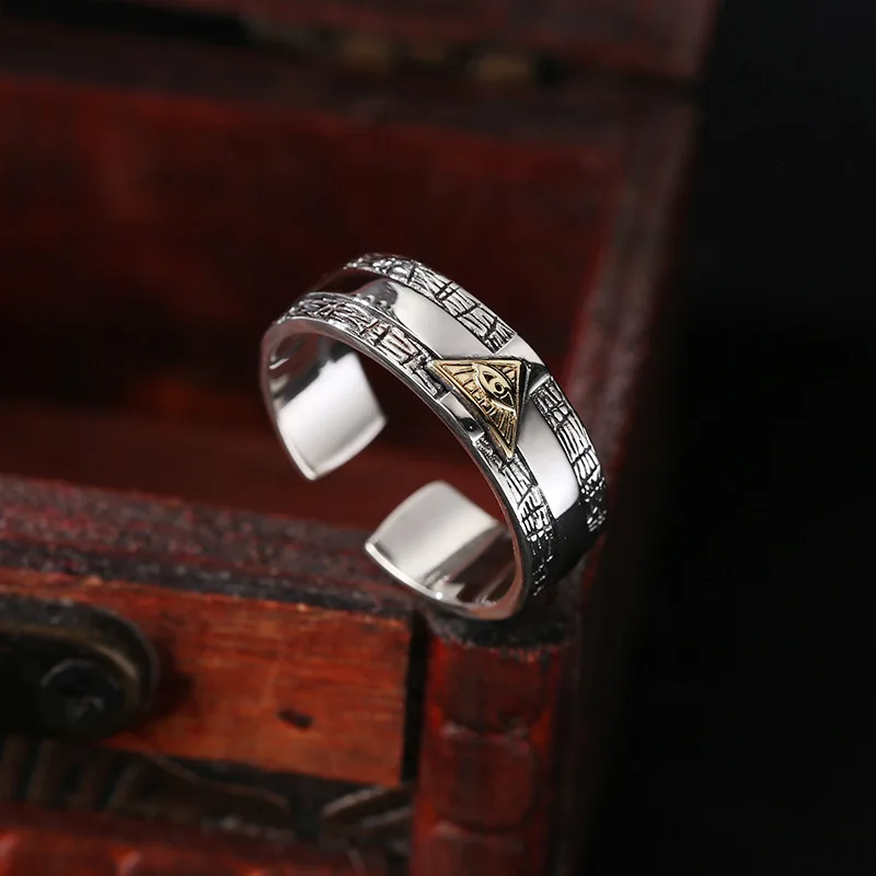 925 sterling silver ring men's eye of God fashion Vintage Thai silver ring index finger Korean style personality ornament