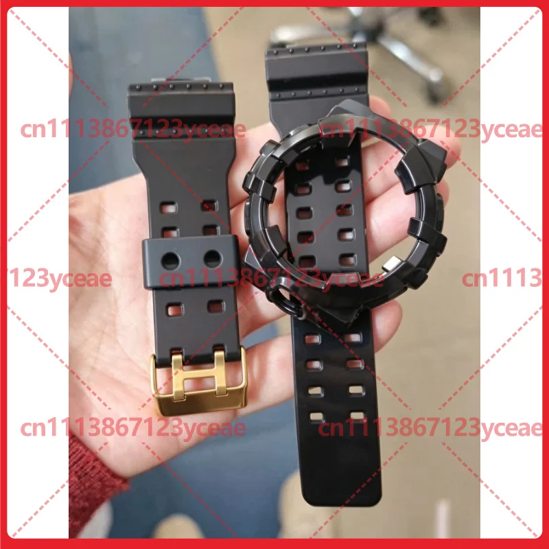 For Casio G-SHOCK GA700SK GA710 GA735 Watch Black Gold Bright Surface Resin Watchband Bezel Replacement Accessories