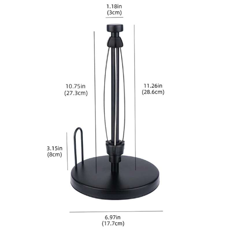 Paper Towel Holder Countertop With Damping Suitable For Kitchen Bathroom (Black)