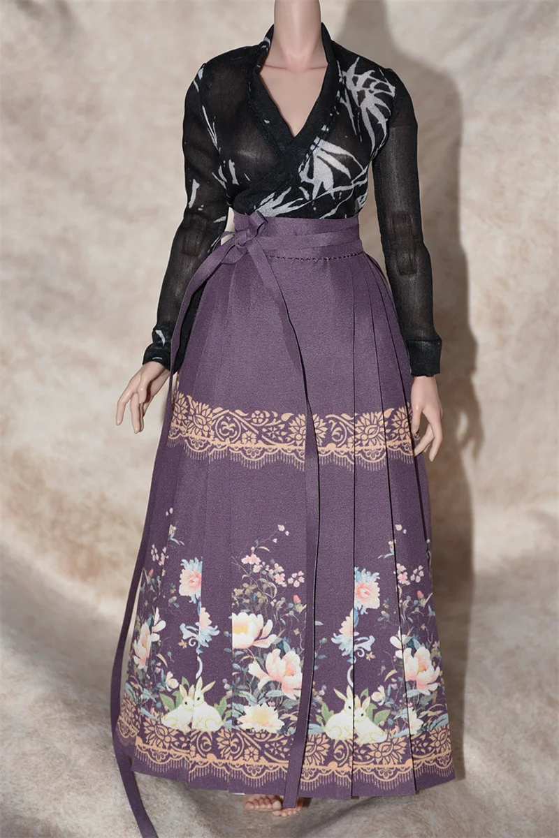 الزي القديم الملابس دعوى 1/6 الإناث مطوي تنورة رداء Hanfu فستان طويل سلالة مينغ نموذج ل 12 "" ألعاب شخصيات الحركة #6