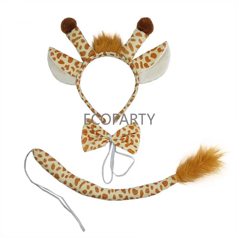 2023 Adults Kids Plush Child Boy Giraffe Animal Headband Ear Tie Tail Gift Birthday Party Cosplay Costume Christmas Halloween