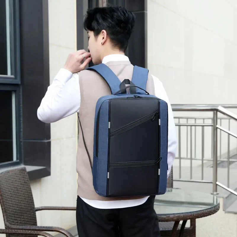 15.6 Inch Waterproof Mens Polyester Travel Business Laptop Backpack USB Charging Port College School Bags Large Bags Ita Bag