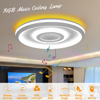LED Smart Music Ceiling Light with Speaker RGB Color Changing TUYA Remote Control Dimming Backlight Design Bedroom Living Room