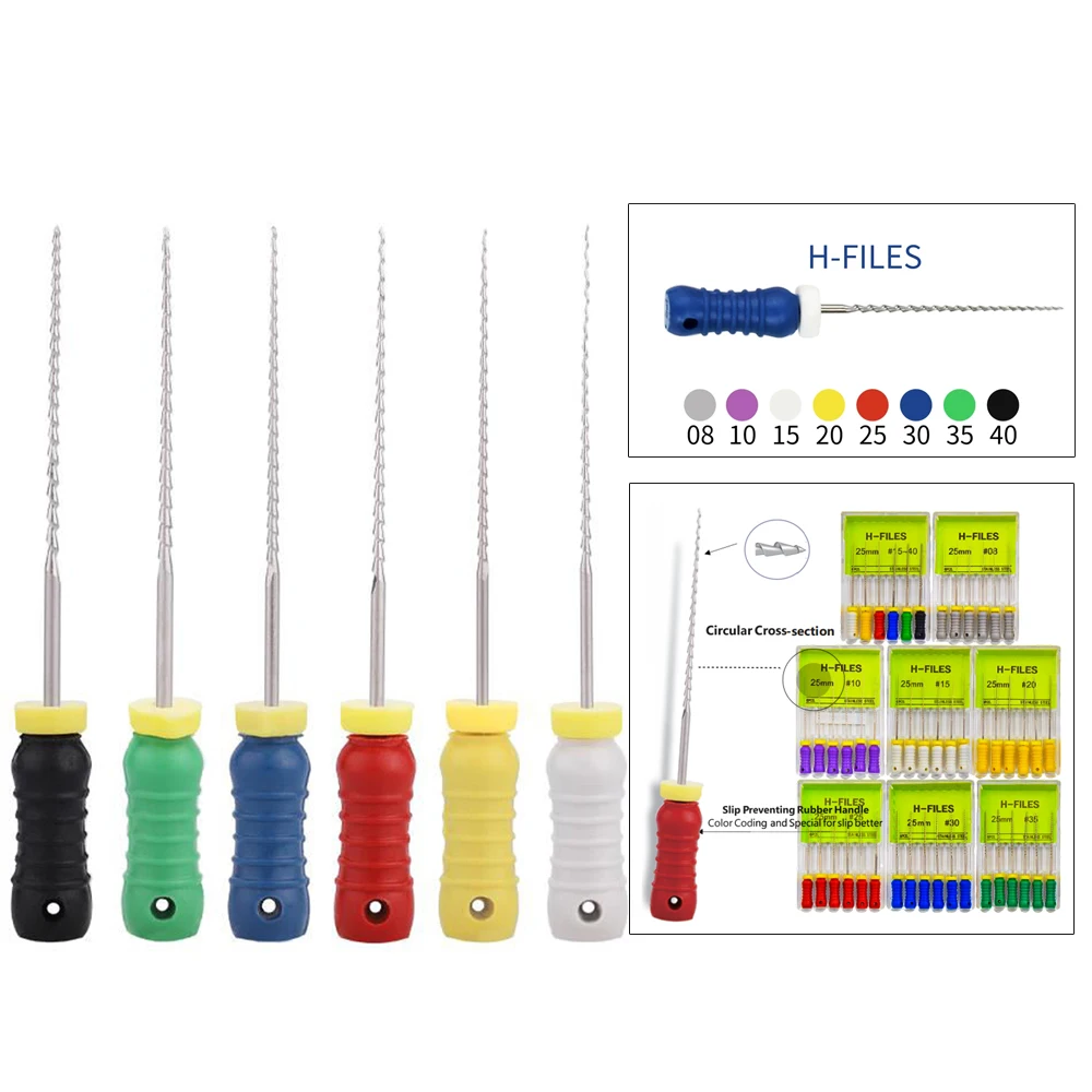 أدوات طب الأسنان قناة الجذر إندو H ملف 25 مللي متر أدوات اللبية من الفولاذ المقاوم للصدأ طبيب الأسنان ملفات استخدام اليد أدوات اللبية