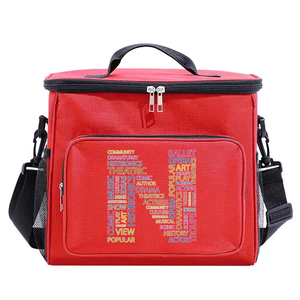 2024 Cute Thermal  Lunch Bag for School Children Pink Color - Waterproof Food Storage Dinner Box Text Letter Printing Series