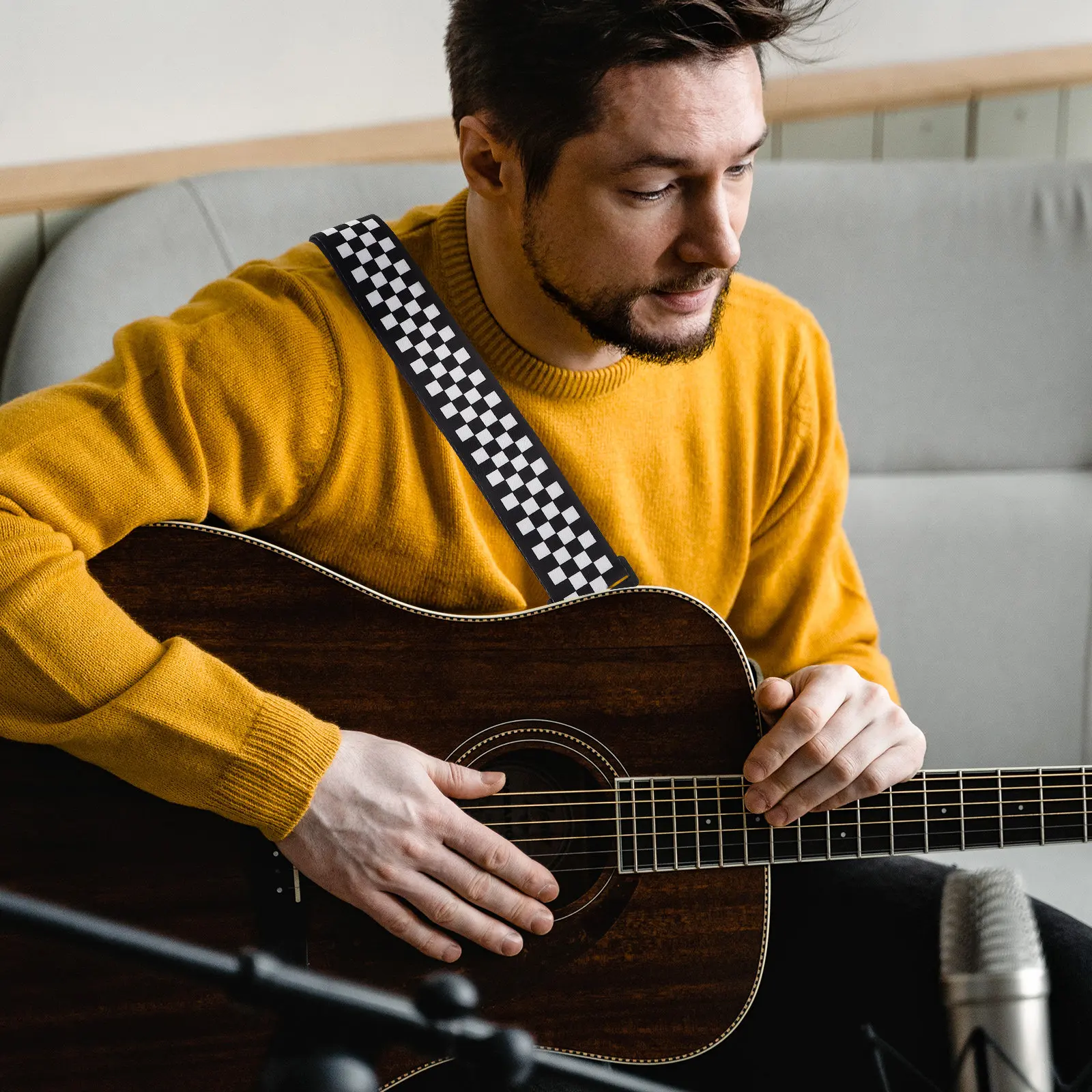 

2 шт. креативных ремней для гитары с хлопковым сетчатым дизайном, регулируемой длиной, высокой прочностью и нагрузочной способностью, сменные ремни для музыкантов