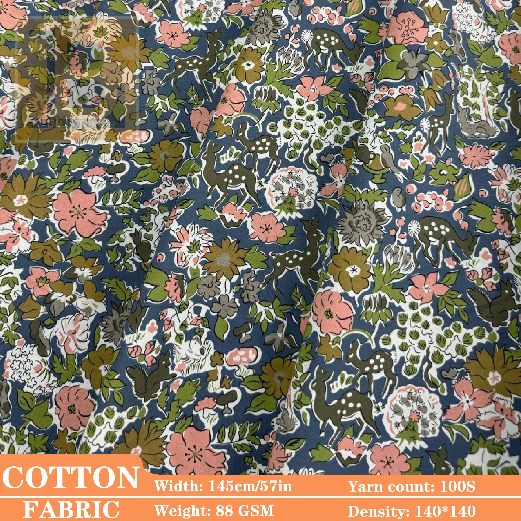 

1/2/3/5M Cotton Poplin Printed Cloth, Like Liberty Style Long-Staple Cotton for Dresses shirt DIY Sewing Designer Fabric