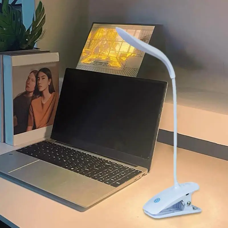 

Clamp On Desk Lamp 3 Brightness LED Clamp Light Eye-Caring Student Study Light For Bedroom Bedside Charge And Plug Double Use