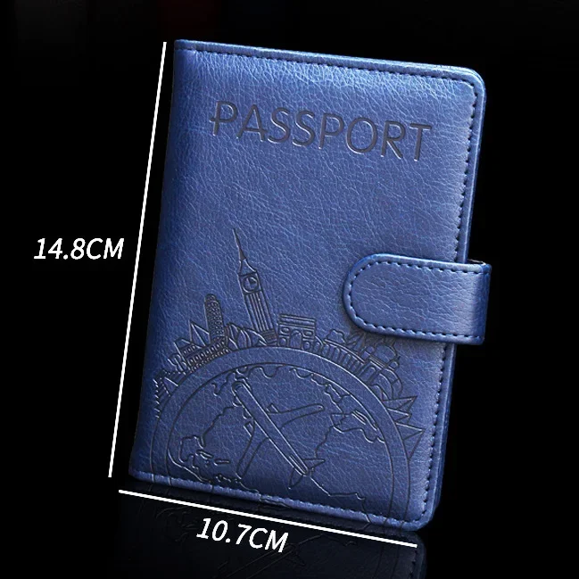 Men's and Women's Travel Passport Case Fashion Anti RFID Passport Cover Clip PU Leather Wallet Protection Credit Card Holder