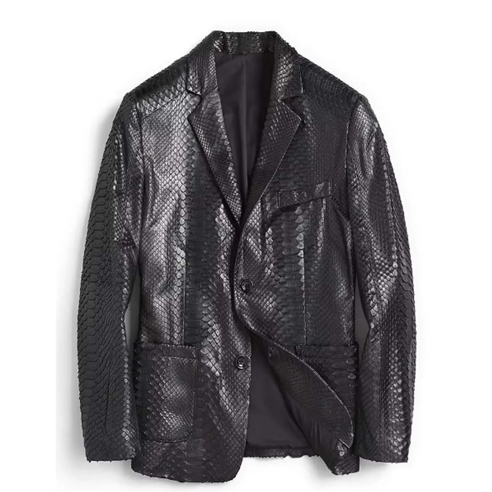 Gekasuo Python Leather Jacket for Men