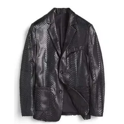 gekasuo new winter Python leather male jacket men's leather suit suit jacket leather coat