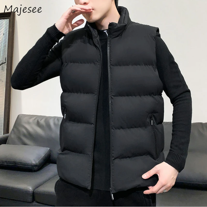 

Vests Men Warm Handsome High Street Ulzzang All-match Simply Sleeveless Male Clothing Teens Harajuku Fashion Popular Gentle Cozy