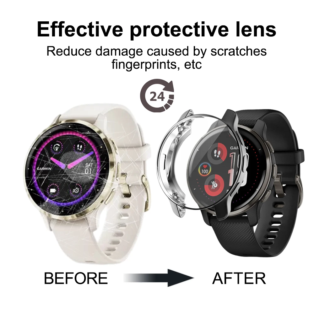 Screen Protector Case For Garmin Venu 2 Plus Full Coverage Glass Smartwatch PC Protective Cover For Garmin Venu 2 Plus Shell