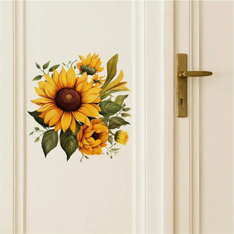 Colorful Sunflower Wall Stickers For Children's Bedroom Living Room Entrance Wall Decoration Self Adhesive 29*29CM