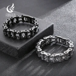 Fongten 22mm Stainless Steel Bracelet For Men High Quality Bicycle Motorcycle Chains Heavy Bracelets Bangle Cool Men Jewelry