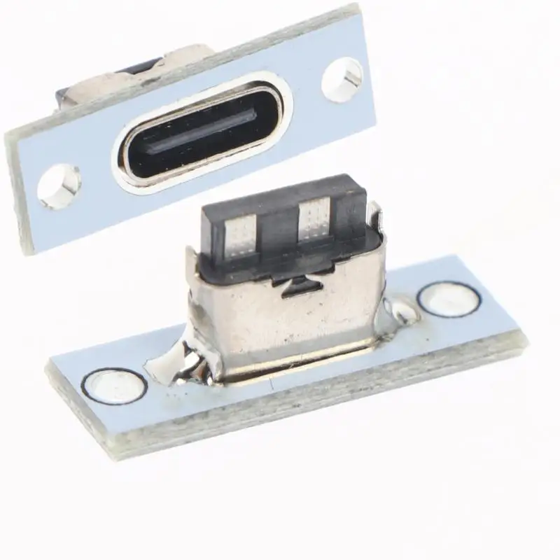 USB Type C 31 Panel Mount Socket 2 Pin Female Connector for PC Board Embedded Secure Attach Applications