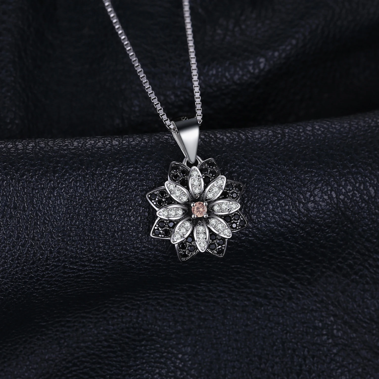 JewelryPalace Flower Natural Smoky Quartz Black Spinel 925 Sterling Silver Necklace Pendant for Women Fine Jewelry Without Chain