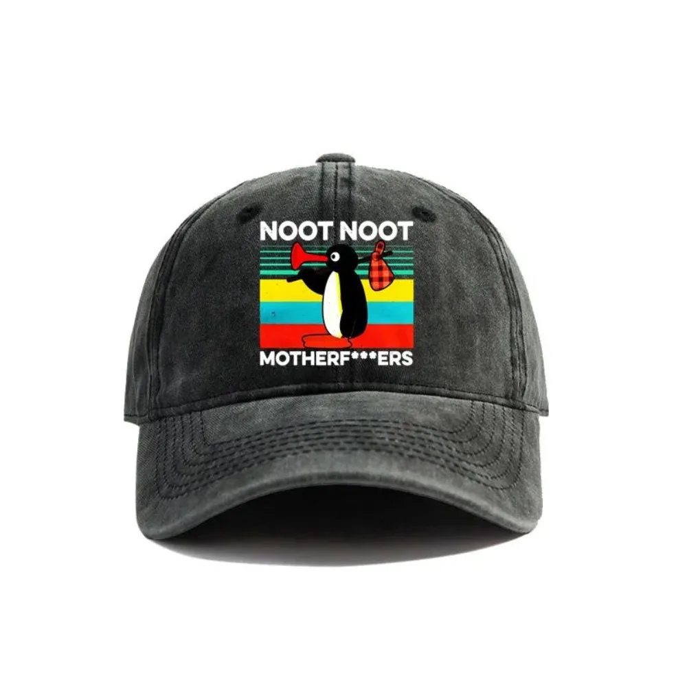 Noot Noot Pingu Distressed Baseball Cap Cool Men Women Angry Pingu Caps Retro Outdoor  Adjustable Gift Penguin Hat Fashion