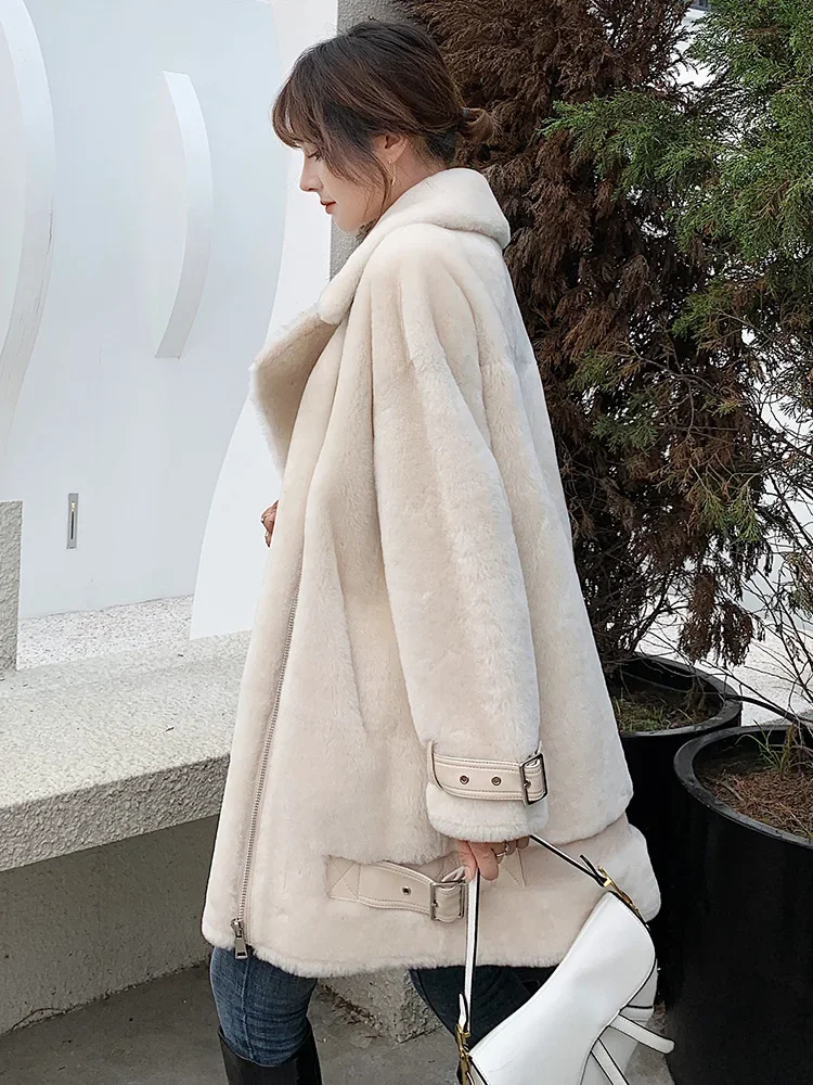 Natural Sheep Shearing Real Fur Coat Women 100% Wool Jacket Women Clothes 2020 Winter Coat Women Korean Fur Tops 8063 YY1847