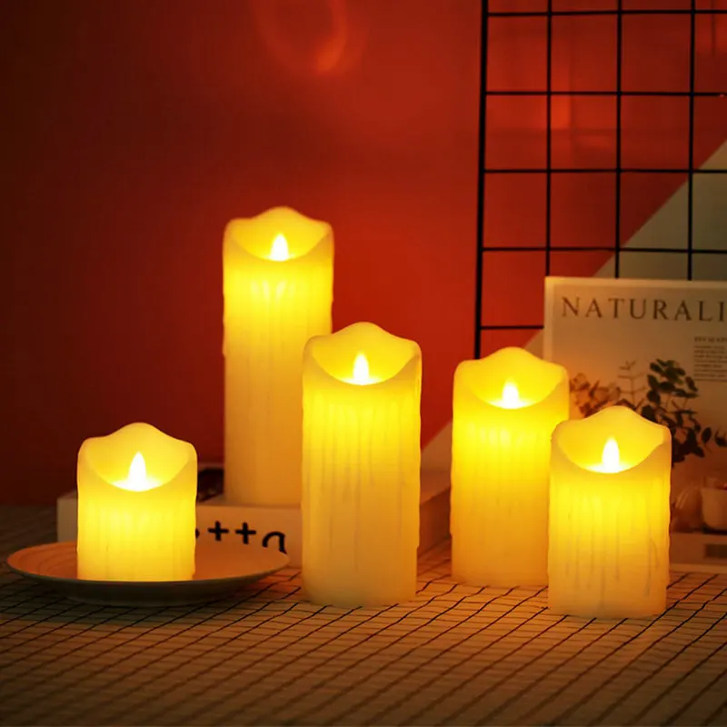 Velas de cera Led sumergidas eléctricas recargables por USB remotas o no, luz de parafina, mecha de baile, vela de Pilar, hogar, boda, Dec