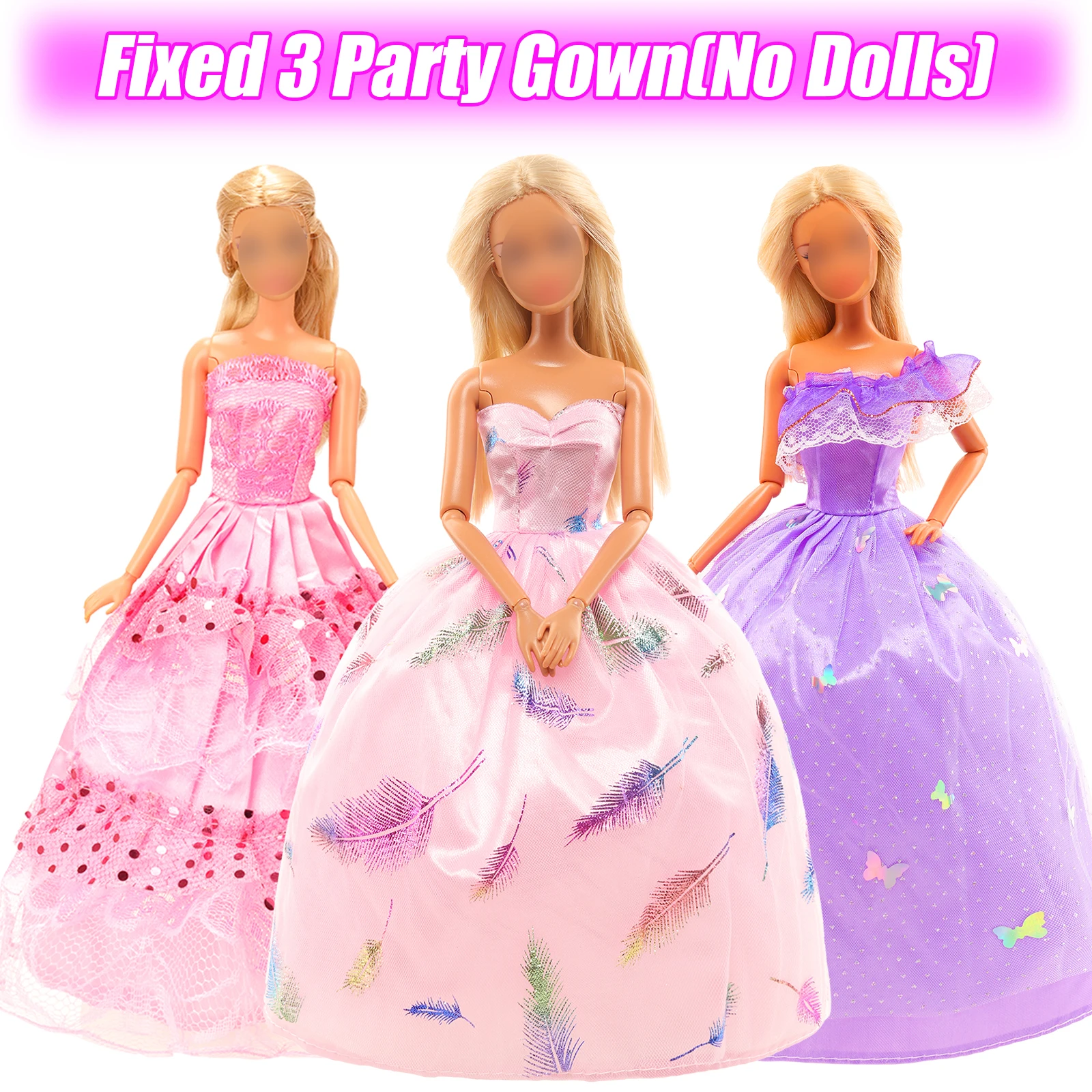 BARWA 28 Pcs Doll Clothes and Accessories=3 Dresses, 5 Sets of Clothes, 10 Bags, 10 Shoes Gift for Kids 3 to 8 Years Old