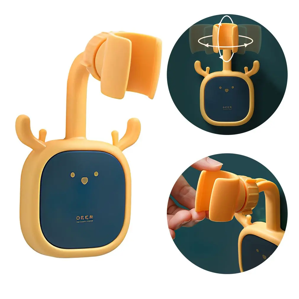 Shower Holder Universal Not Suction Cup Shower Head Holder Punch-Free Bathroom Bracket Adjustable 360° Rotation ABS Fixed Base