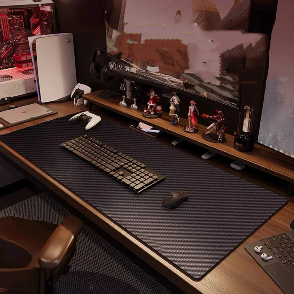 Carbon fiber desk mat keyboard mouse pad oversized waterproof thickened e-sports game desk