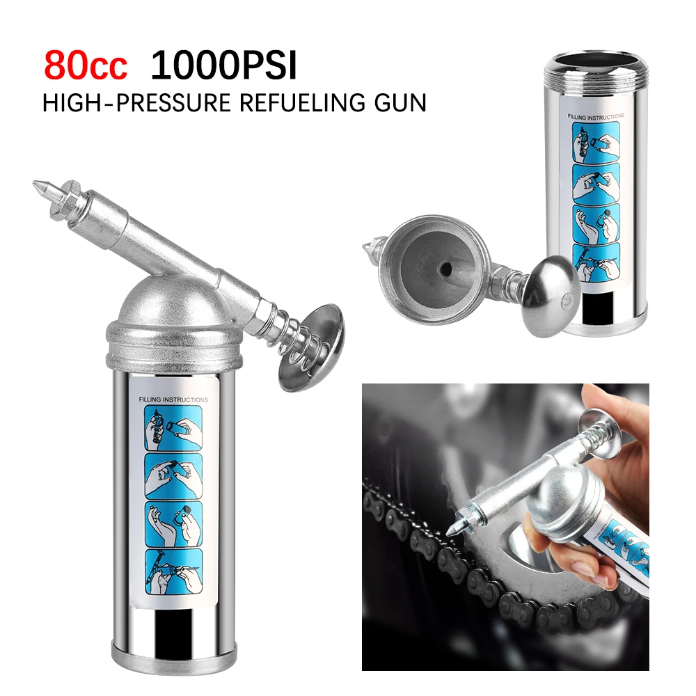 Mini Grease Gun Alloy 1000PSI Output Pressure Oiler 80cc Capacity Oiler Hand Tool Auto Accessories Machine Handheld
