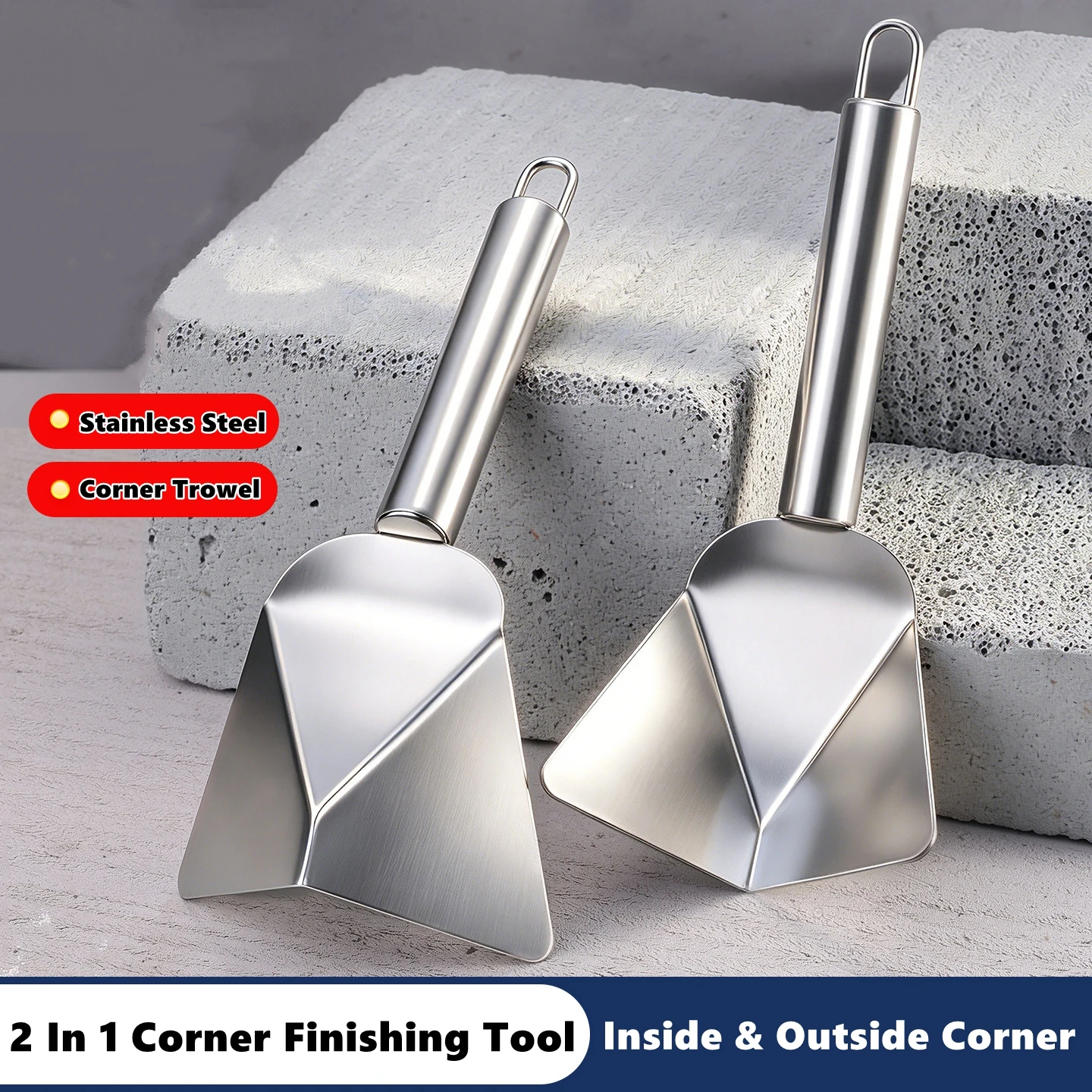 2 In 1 Stainless Steel Putty Knife Drywall Scraper Inside Outside Corner Trowel Finishing Tool Dual Use Puller for Plaster Wall