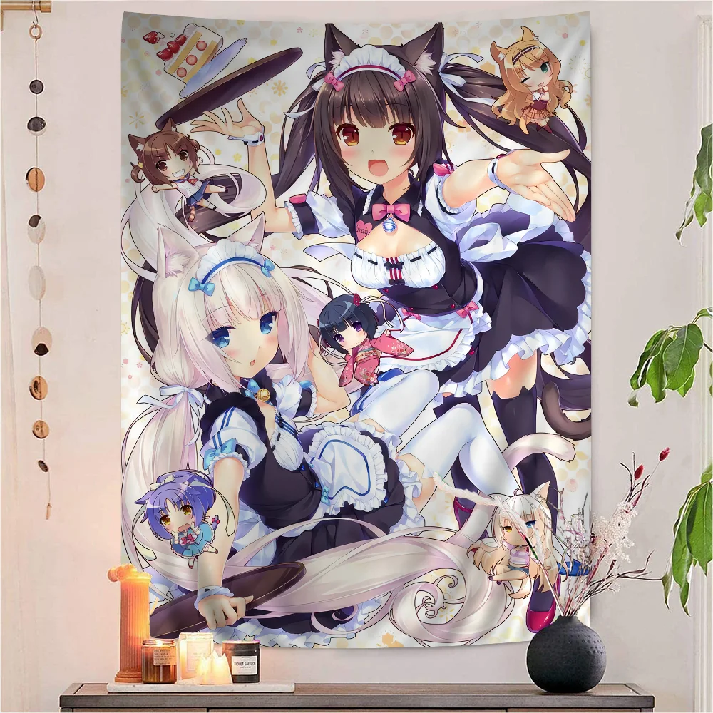 Anime Nekopara Printed Large Wall Tapestry Cheap Hippie Wall Hanging Bohemian Wall Tapestries Mandala INS Home Decor