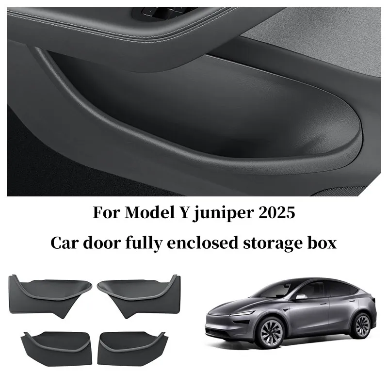 

For Tesla Model Y Juniper 2025 Car Door Side Storage Box TPE All-Inclusive Front Rear Door Slot Tray Organizer Car Accessoriesu