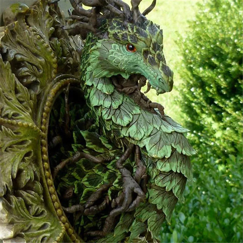 Green Forest Dragon Sculptures Resin Statue Interior Accessories Figurines Living Room Decoration Home Sculpture Decor Luxury