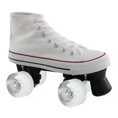 Unisex Double Row Roller Skates Shoes, Canvas Patines with Four-wheel Quad Inline Training Sneakers, Factory Direct, Hot Sale