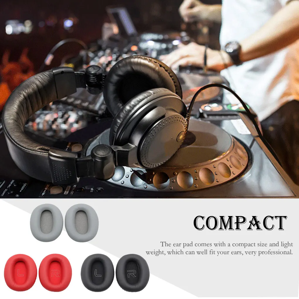 وسائد أذن من الجلد بلون سادة مثبتة على الرأس فوق الأذن بديلة لسماعات الرأس Edifier W820BT باللون الأسود