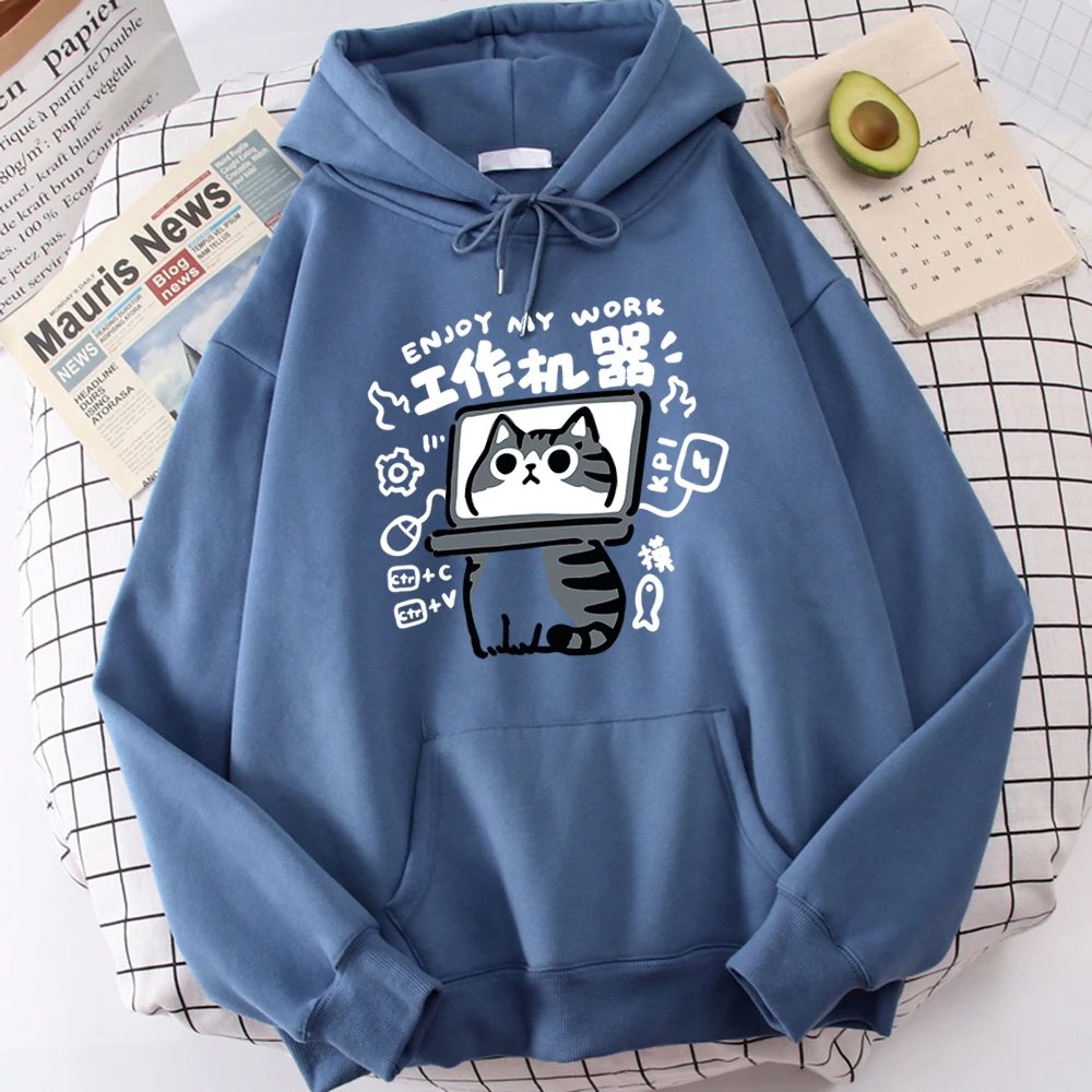 Cartoon Cat Is An Abstract Work Machine Mans Pullover Comfort Harajuku Wei Clothing Leisure Youth Hoody Youth Cartoon Clothing