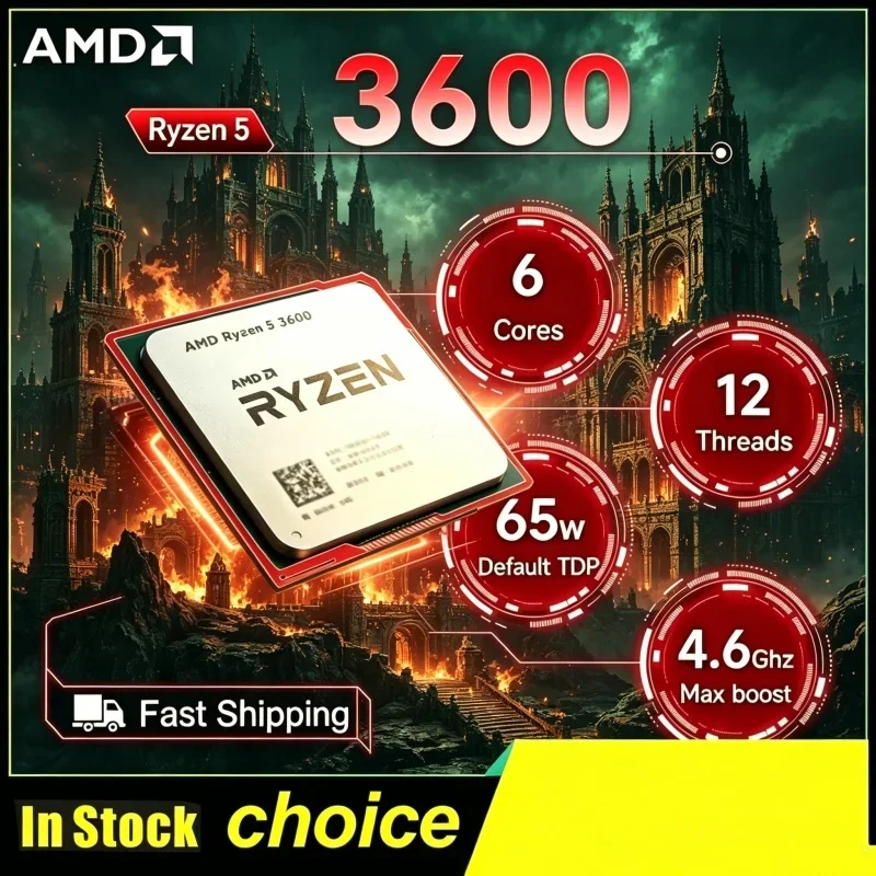 CPU para Juegos AMD Ryzen 5 3600 de 6 Núcleos y 12 Subprocesos a 4.4GHz, Socket AM4 - Versión Desempaquetada Paramount Unrestrained