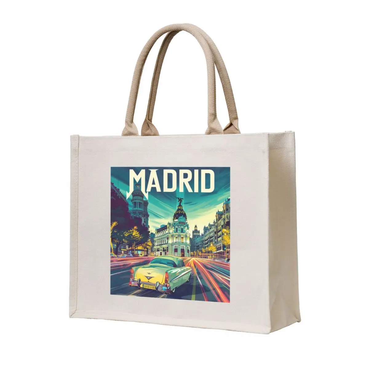 

Retro Madrid Illustration Tote Bag ecological bags Canvas bag women bag