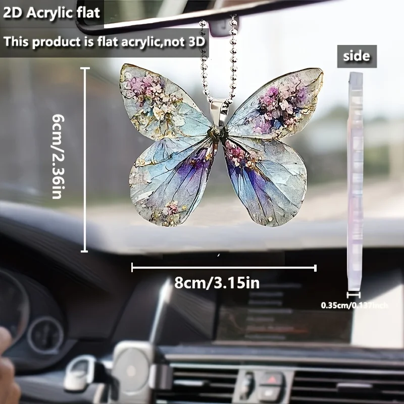 1pc acrilico farfalla auto Pendan moda portachiavi t accessori interni auto ciondolo coppia regalo decorazione della casa regalo