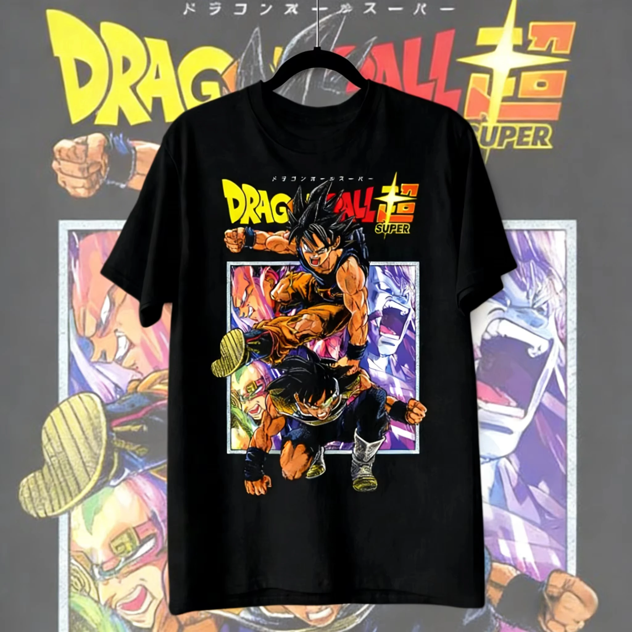 

2026 Summer Dragon Ball Super Goku & Pure Cotton Retro T-shirt Oversized Unisex Short Sleeve Anime Print for Men Women Kids Y2k