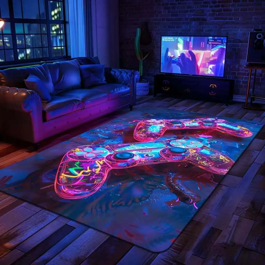 Crystal Velvet Game Controller Carpet Living Room Full Carpet Mat Gaming Room Decorative Carpet