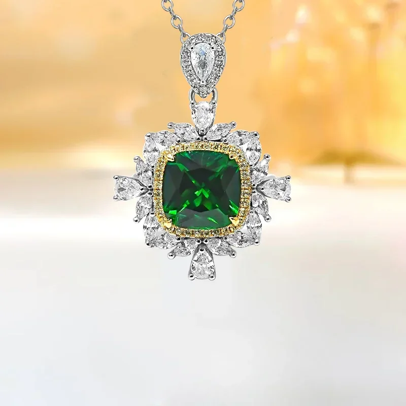 

Light Luxury Retro Fashion Versatile Colorful Treasure 925 Sterling Silver Pendant Inlaid with High Carbon Diamond Wedding