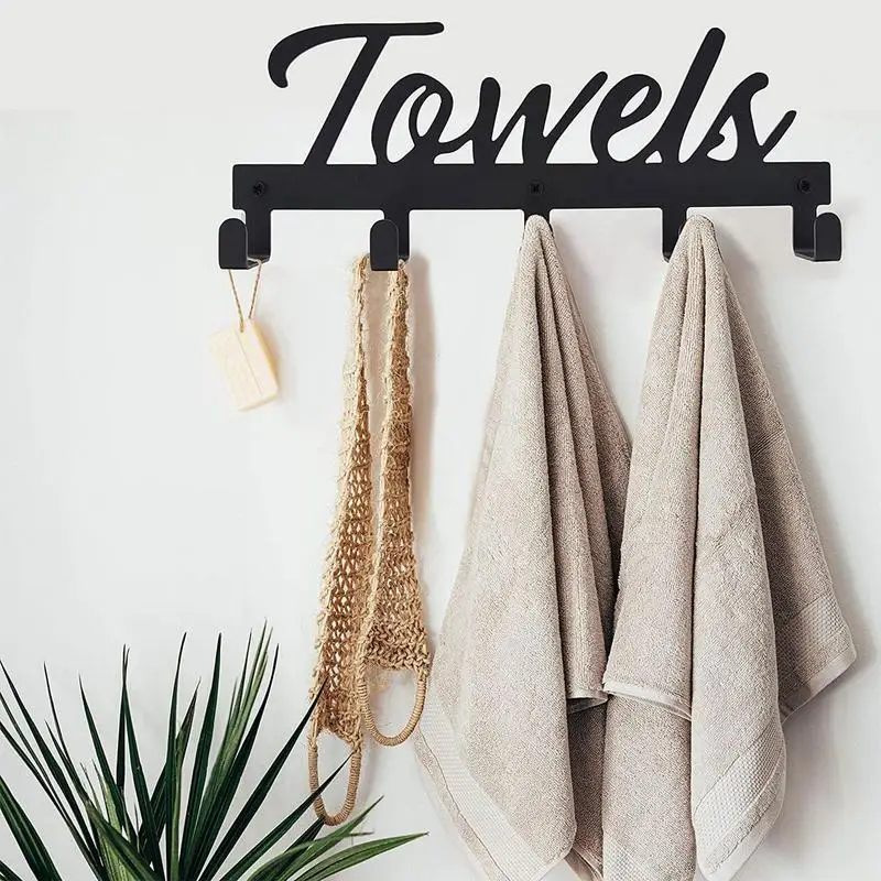 

Towel Rack Self Adhesive Wall Mount Bathroom Metal Holder Hooks Pool Beach Bathrobe Clothing Hanger for Storage organization