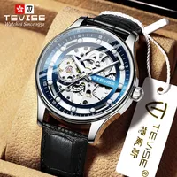 Ｆashion Mechanical Watch For Men Tevise T836d Simple Automatic Wristwatches Mens Leather Waterproof Boy Clock Gift Dropshipping