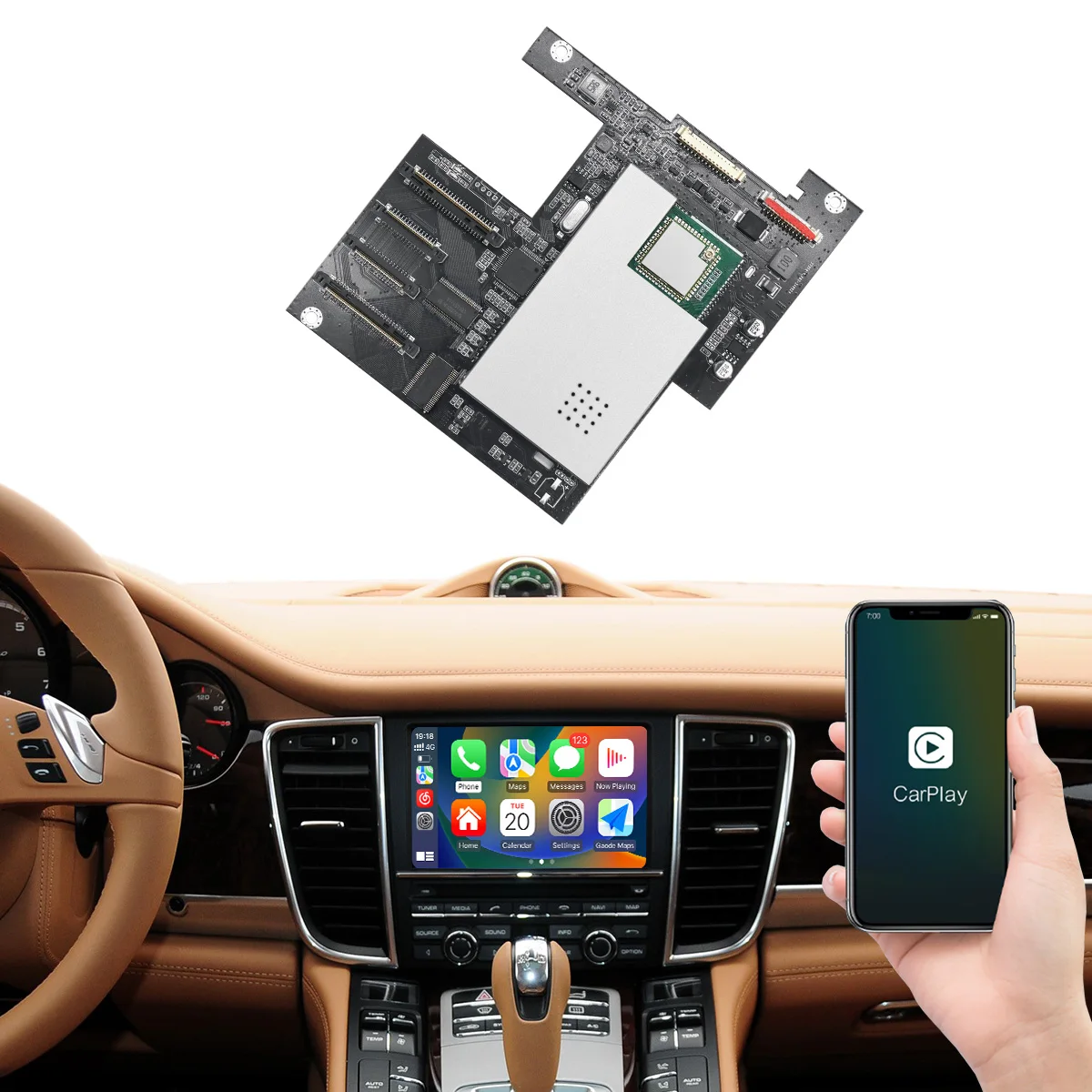 Autoabc Wireless Android Auto Carplay Adapter Module Screen Mirroring For Porsche 911 PCM3.1 Cayenne Panamera Macan Airplay